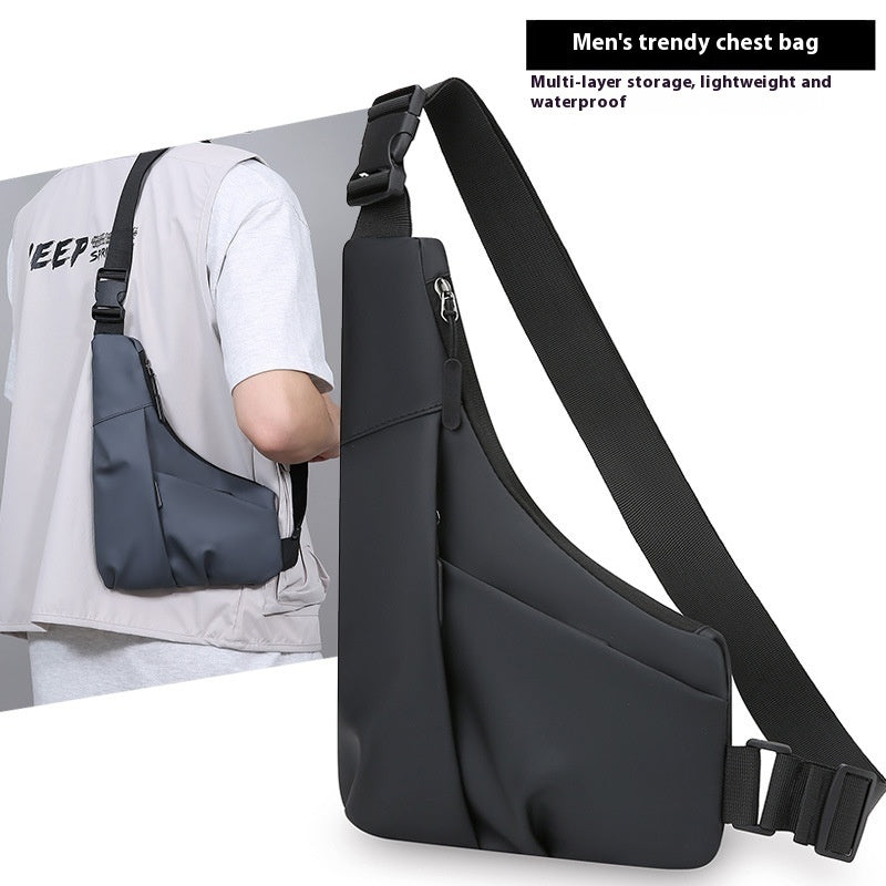 Anti Theft Sports Shoulder Messenger Bag for Men Gray and Black PU Material Crossbody Bag Wear Resistant Fashion