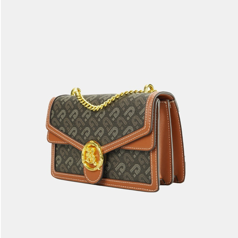 Designer Model Shoulder Crossbody Bag Brown PU Leather Look For Leisure Travel Street Style