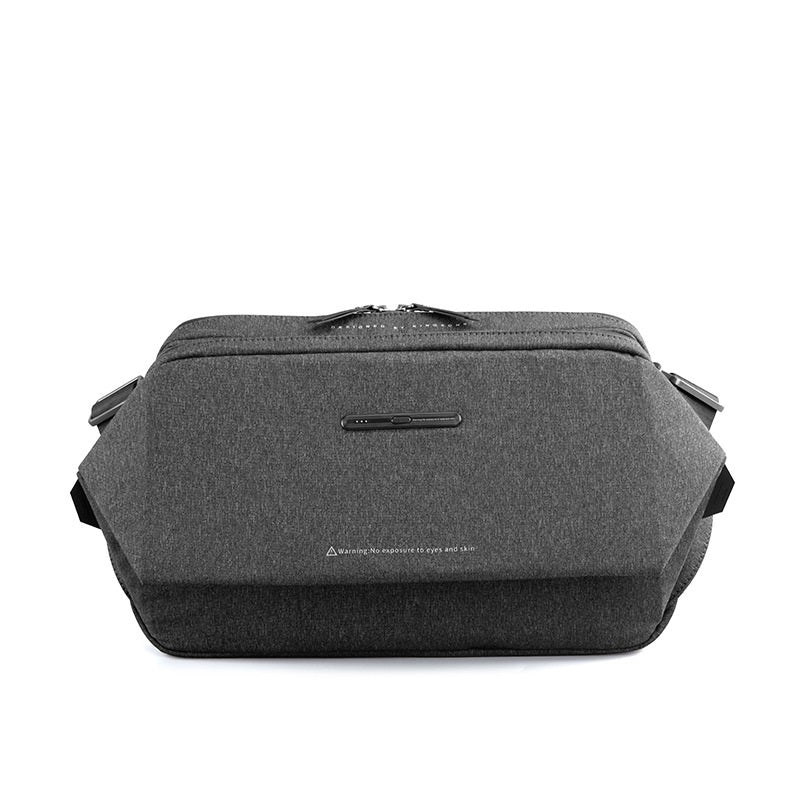 Multifunctional UV Sterilization Shoulder Bag For Business Travel Polyester Dark Gray Soft Surface Sandwich Pocket