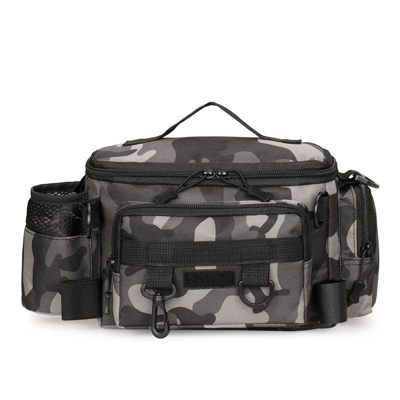 Camouflage Large Capacity Multifunctional Fishing Waist Bag For Insertion Pole And Lure Oxford Cloth