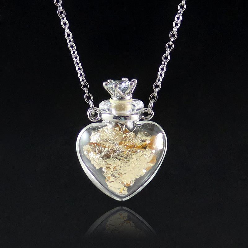 Glass Bottle Pendant Necklace – Geometric Titanium Steel Chain | 10 Styles