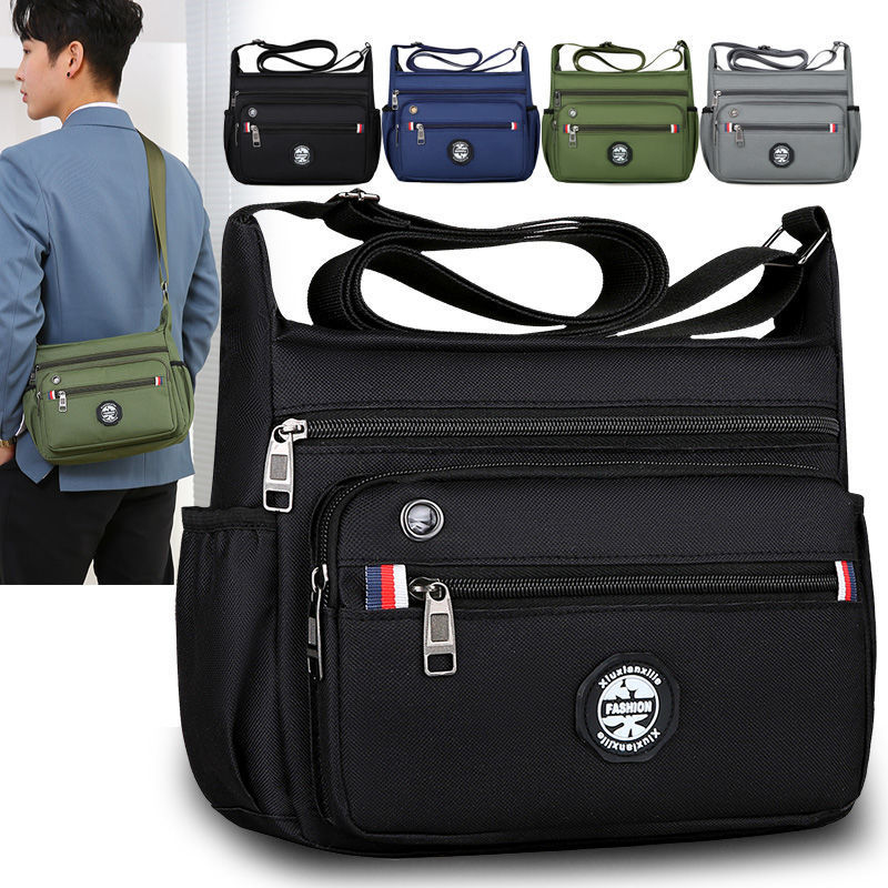 Large Capacity Mens Shoulder Messenger Bag 20x26x9 CM With Multiple Pockets Oxford Cloth Daypack