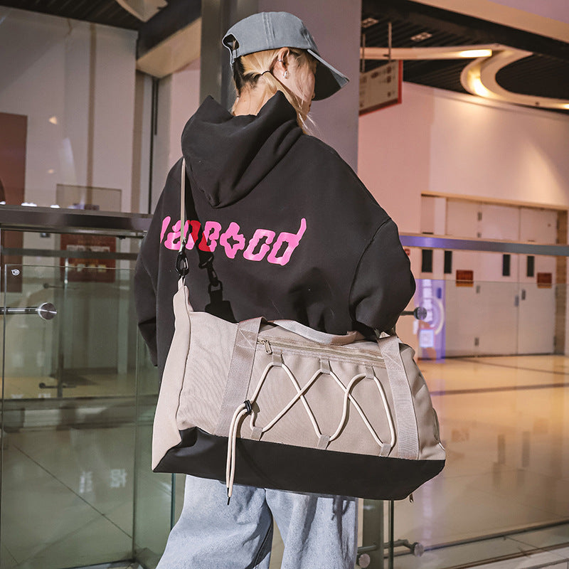 Korean Style Simple Large Capacity Underarm Tote Bag Unisex Travel 20 to 35L Breathable Oxford Cloth