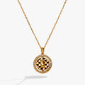 Gold chess spinner pendant necklace with crystal halo