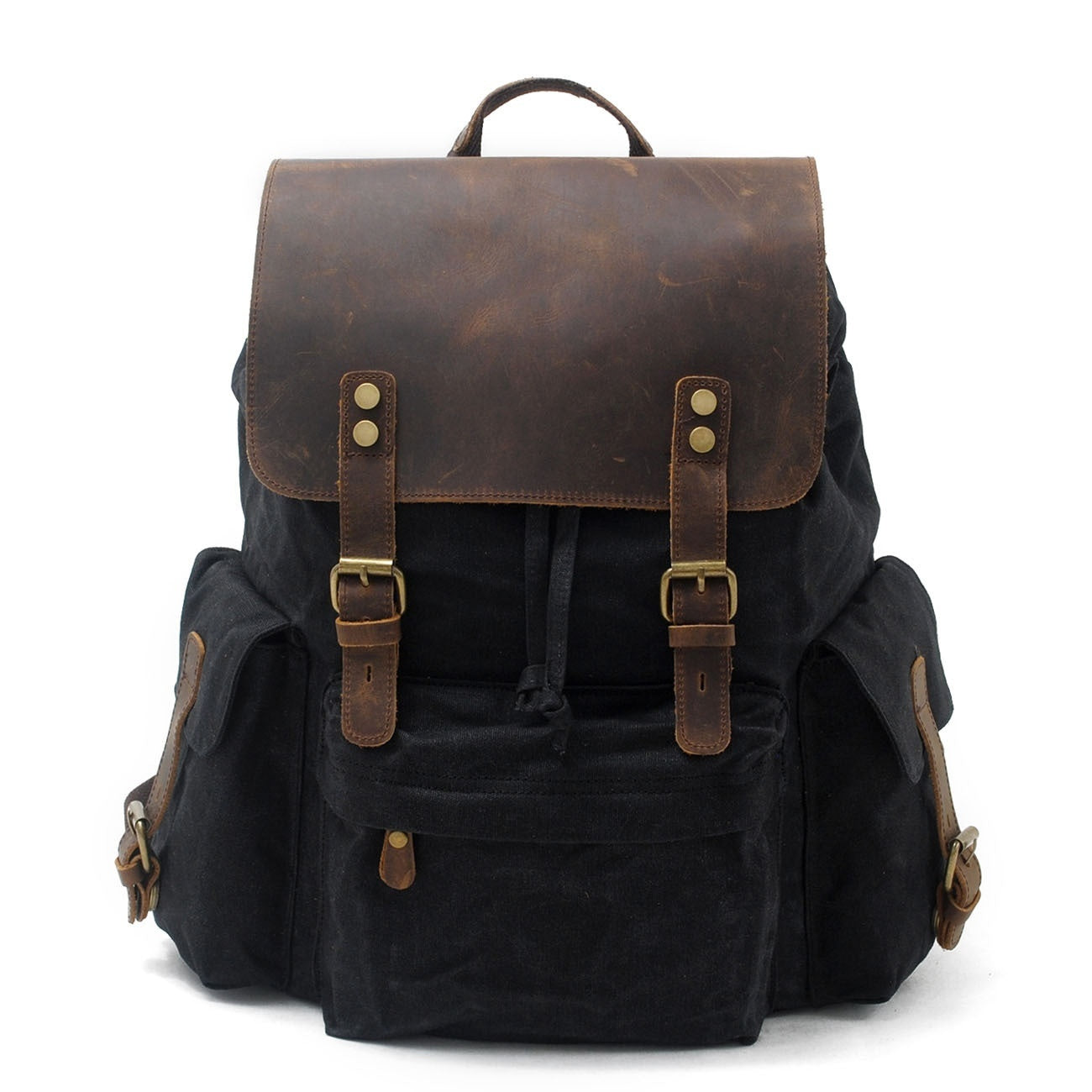 Men's Canvas Casual Backpack Oil Wax Laptop Travel Bag Muchuan 20 to 35L European Retro
