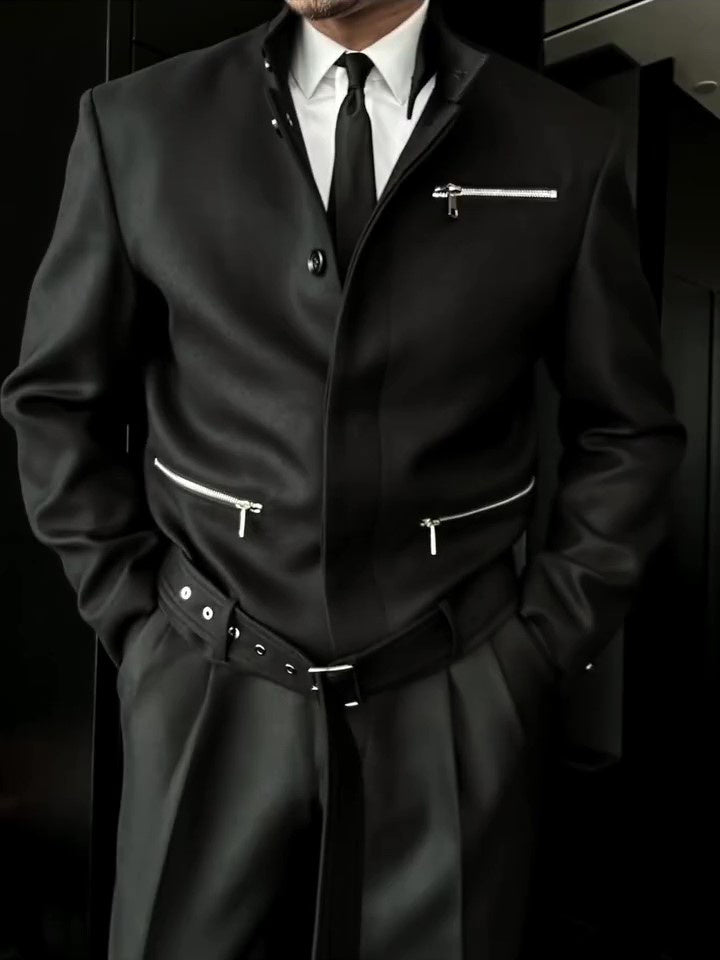 Black Biker Long Sleeve Jacket