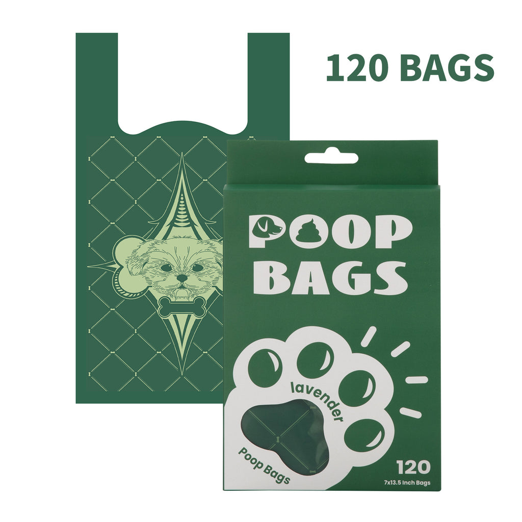 Vest Style Dog Waste Bags 120 Count Degradable Poop Picking Bags Green PE Material
