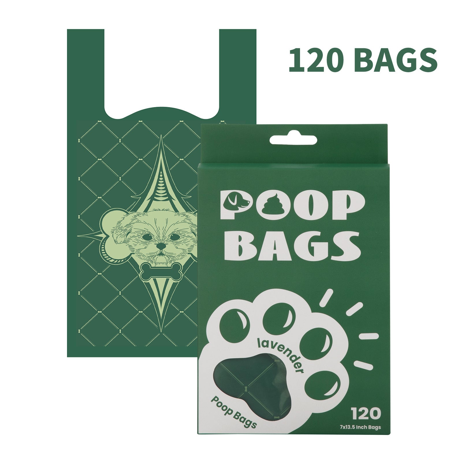 Vest Style Dog Waste Bags 120 Count Degradable Poop Picking Bags Green PE Material