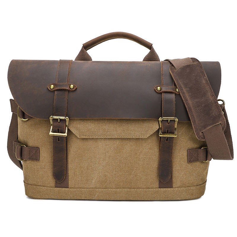 Canvas Shoulder Casual Men's Messenger Bag Waterproof Outdoor Retro Street Style Available InKhaki Army Green
