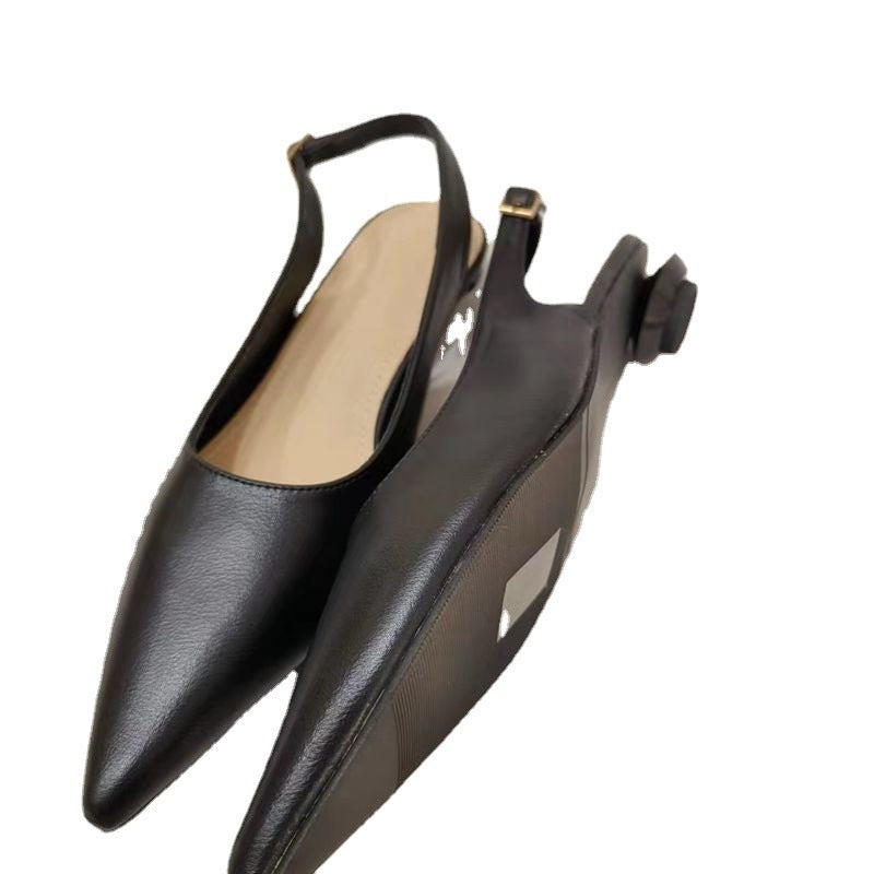 French Minority Low Heel Pointed-Toe Shoes - Women's Low-Cut Toe Cap Style