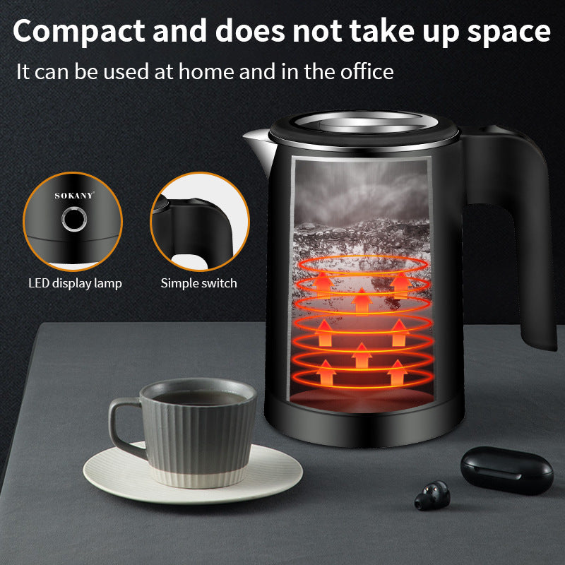 Home Dormitory Stainless Steel Electric Kettle 600W Fast Boiling Anti Dry Burn Safety Button Operation