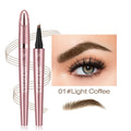 Waterproof liquid eyebrow pencil pair for light coffee, two fork-tip applicators