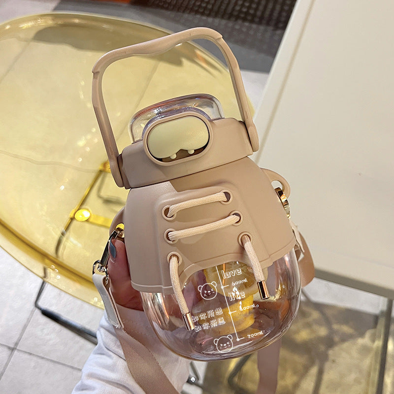 Sports Water Bottle Cup with Backstrap Rope PC Material 1200ml 1700ml 2200ml Korean Version