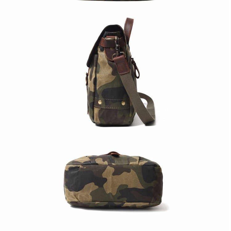 Camouflage Waterproof Canvas Shoulder Messenger Bag With Polyester Lining For Travel And Leisure Use