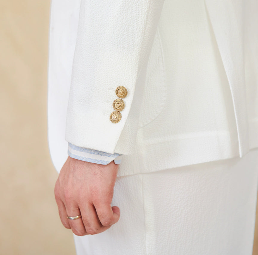 Seersucker All-match Single-breasted Slim-fitting Suit