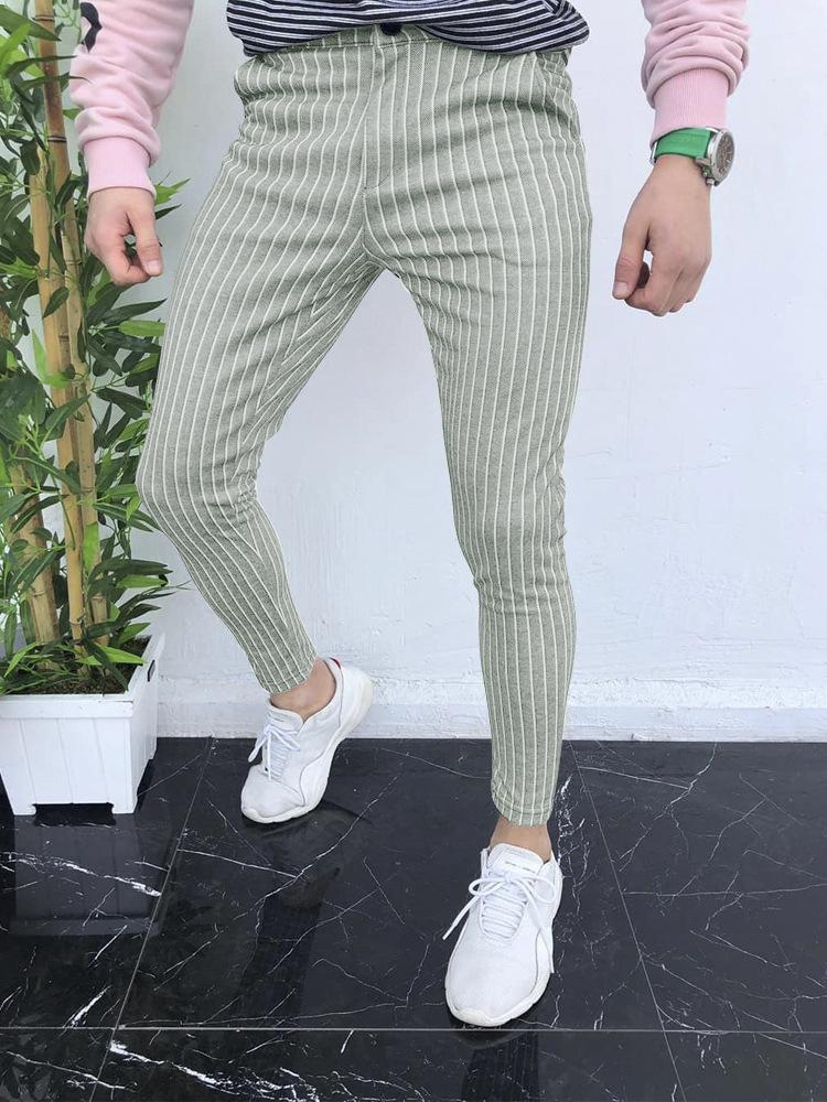Men's 3D Printed Plaid Casual Trousers - Slim Fit British Style