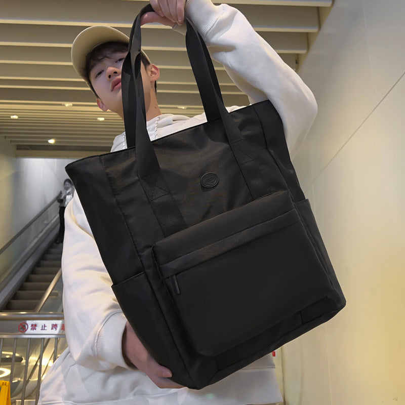 Mens Large Capacity Shoulder Bag Portable Tote Oxford Cloth Wear Resistant Black Blue Gray Green