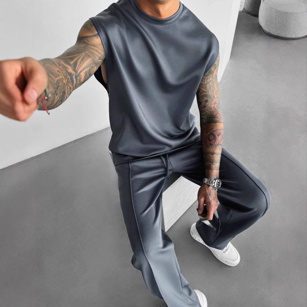 Summer New Men's Trousers Vest Suit