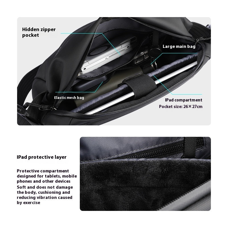 Large Capacity Cycling Messenger Bag For Men Oxford Cloth Urban Style Shoulder Bag Elegant Black