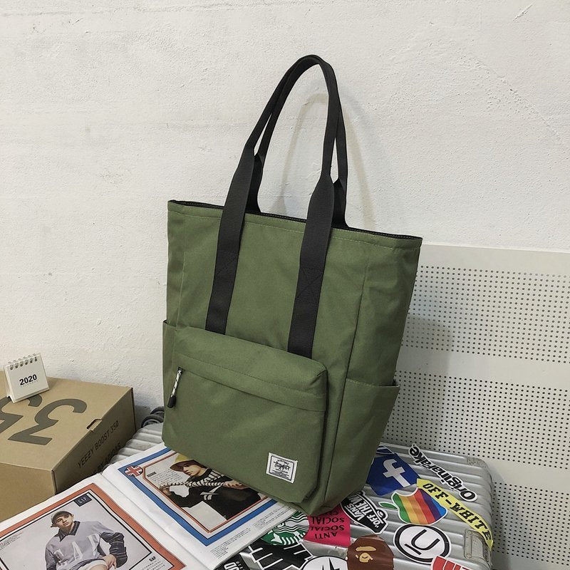 Mens Large Capacity Shoulder Bag Portable Tote Oxford Cloth Wear Resistant Black Blue Gray Green