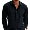 Men’s solid long-sleeve button-up shirt, black, relaxed fit with point collar