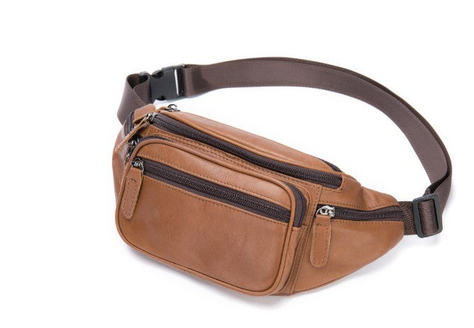 Retro Casual Mens Genuine Leather Belt Bag First Layer Cowhide Wear Resistant Belt Pouch