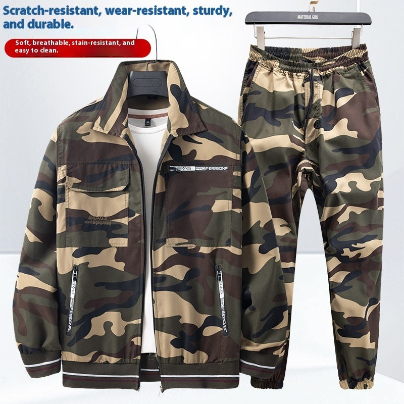 Thin Camouflage Cargo Pants Suit Men's Wear-resistant Dirt-resistant Lightweight