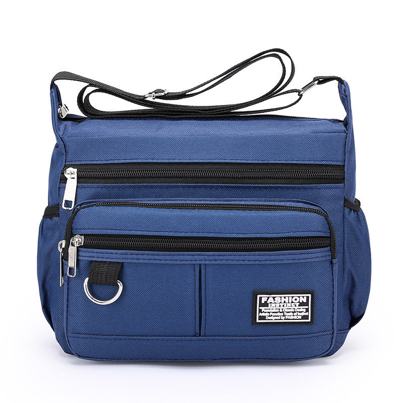 Mens Outdoor Multi Layer Zipper Messenger Bag Nylon For Daily Use Street Trend Black Blue Green Gray