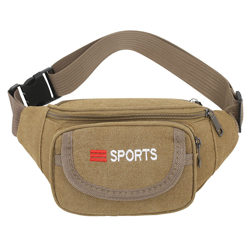 Mens Canvas Waist Bag Durable Multifunctional Outdoor Fanny Pack With Adjustable Strap