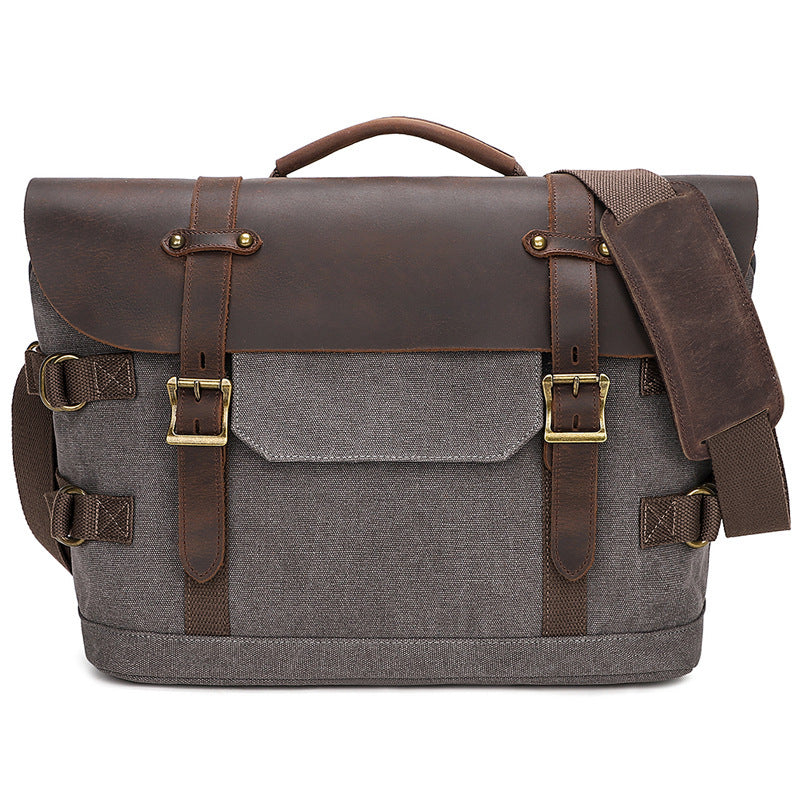 Canvas Shoulder Casual Men's Messenger Bag Waterproof Outdoor Retro Street Style Available InKhaki Army Green