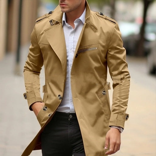 Autumn New Plus Size Lapel Mid-length Men's Casual Jacket