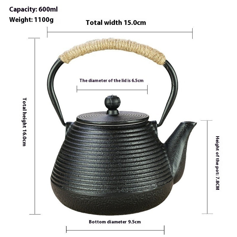 600ml Kettle Teapot With Tea Filter Assorted Designs Cast Iron Style Tea Set For Stove Top