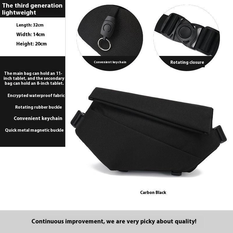 Charcoal Black Crossbody Multifunctional Sports Fitness Chest Bag for Travel and Everyday Use