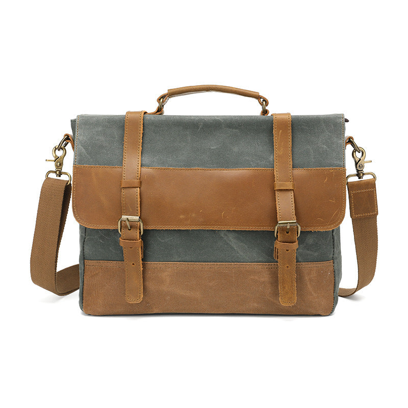 Boys Retro Postman Canvas One Shoulder Bag in Army Green Black Khaki Brown Lake Water Green