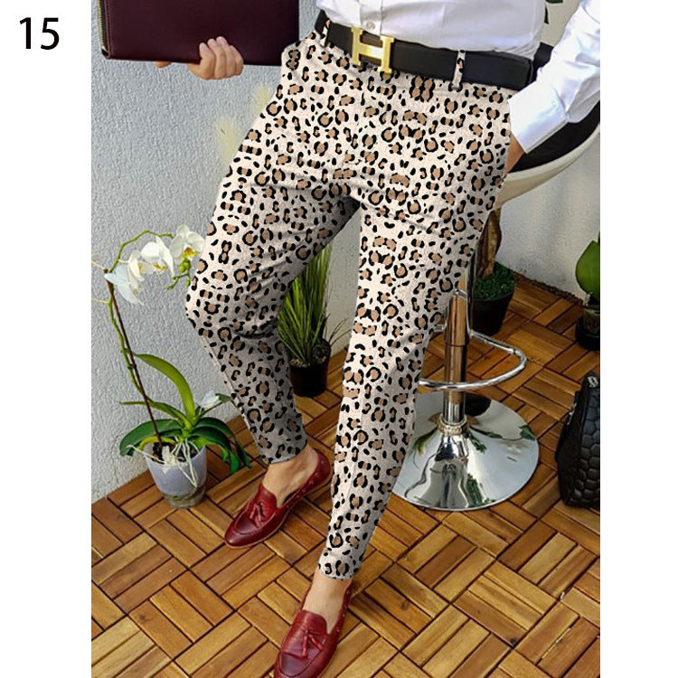 Men's 3D Printed Plaid Casual Trousers - Slim Fit British Style