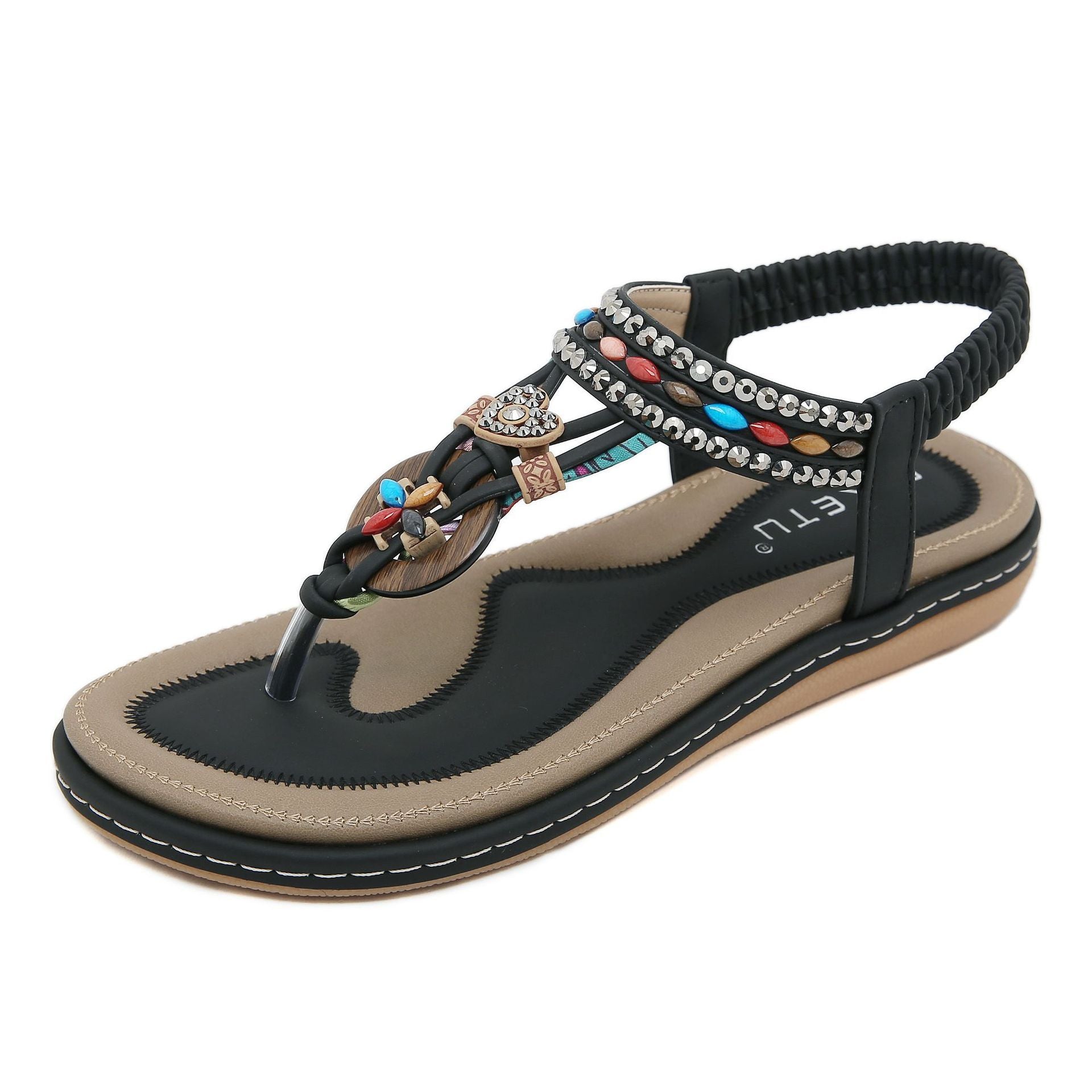 Women's Rhinestone Flip-Flops - Elegant TPR Sole Summer Sandals