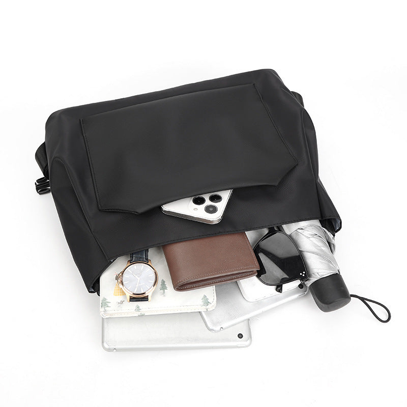 Waterproof Wear Resistant Crossbody Bag For Men Leisure Travel Small Square Cycling Bag With Nylon Lining Black And Gray