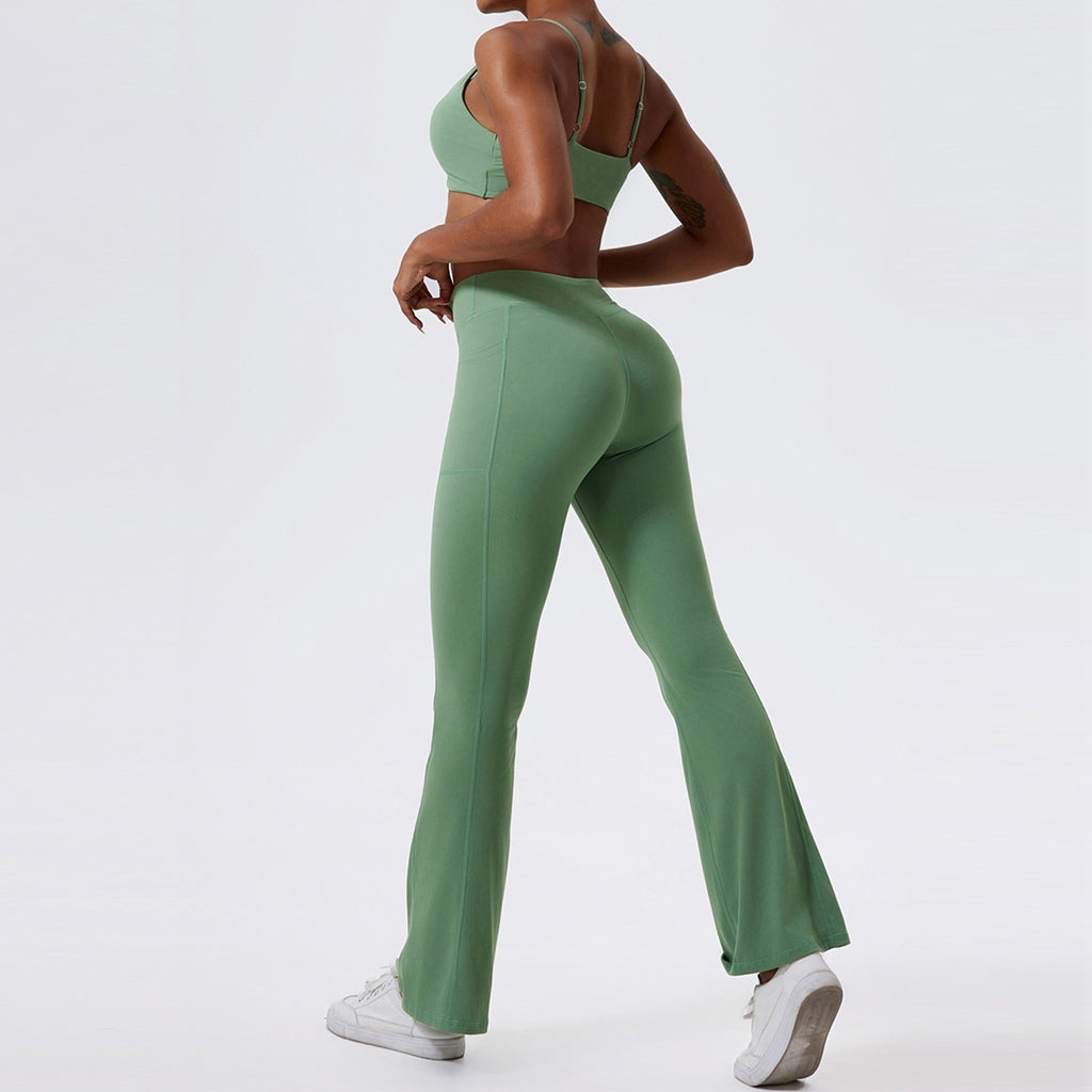 Women's Outdoor Sports Yoga Suit Set Slip On Two Piece Hot Pants Workout Wear Nylon Blend For Active Women