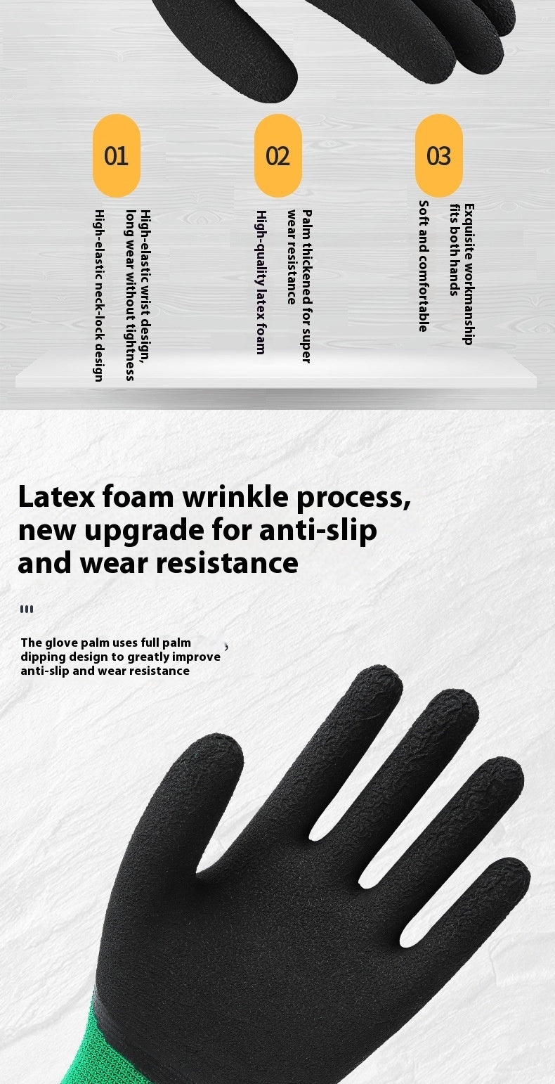 Wear-resistant Labor Protection Breathable Non-slip Work Site Rubber Rubber Gloves