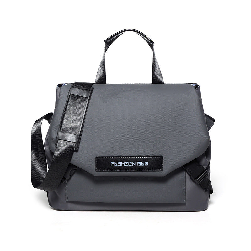 Waterproof Wear Resistant Crossbody Bag For Men Leisure Travel Small Square Cycling Bag With Nylon Lining Black And Gray