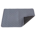 Gray reusable waterproof dog pee pad with hex-pattern top and dark backing