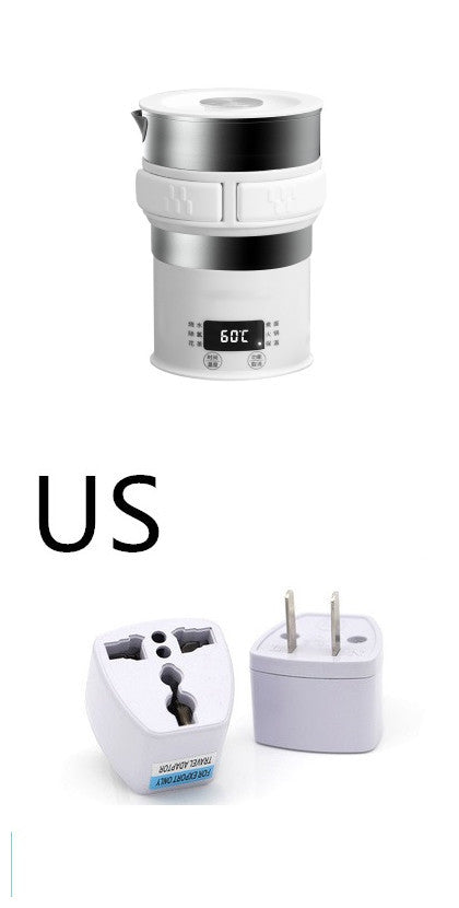 Travel Folding Electric Portable Hot Water Kettle Stainless Steel 1000 Watt Touch Type Operation Compact