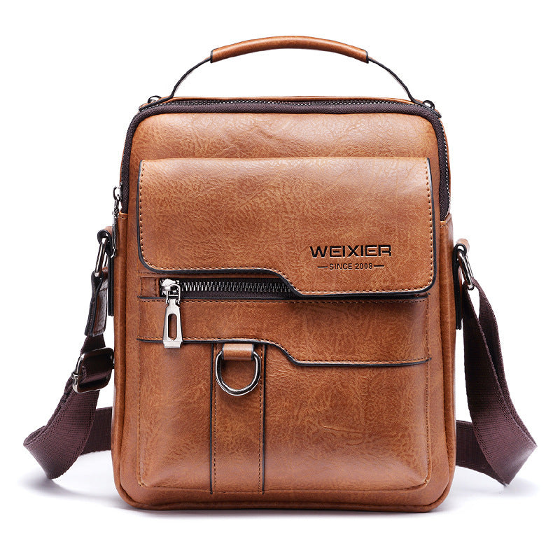 Mens Messenger Bag One Shoulder Retro PU Leather Crossbody Bag With Flap For Travel And Business
