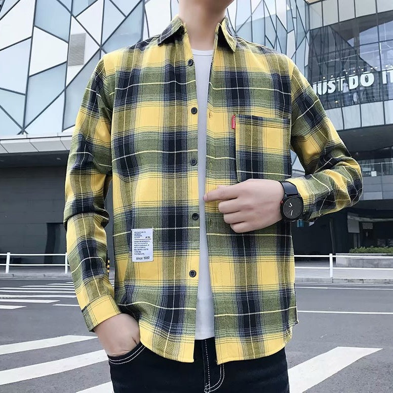 Men's Warm Thickened Korean Slim Fit Shirt Trendy Handsome Coat