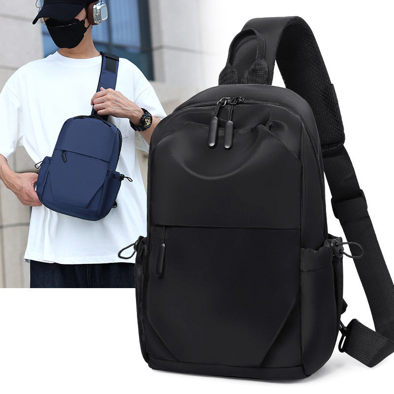 Men's Chest Bag Lightweight Large Capacity Shoulder Messenger Bag Waterproof With Polyester Lining Gray Black Blue