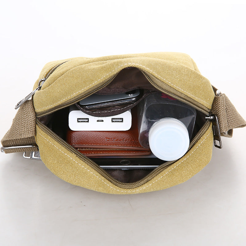 Canvas Retro Mens Messenger Bag With Adjustable Strap Solid Color Casual Satchel Black Army Green Coffee Khaki