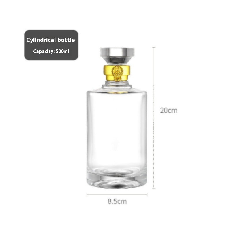 Guanshan Glass Wine Bottle Thick Bottom 500ml Transparent Yellow Simple Style Fire Extinguisher Bottles