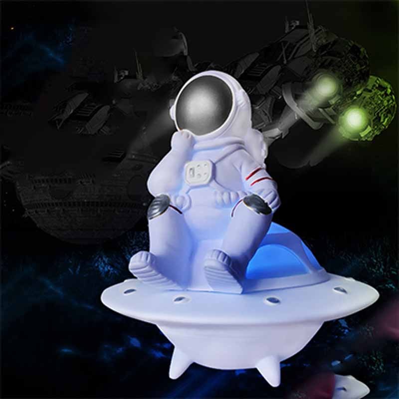 Moon Light UFO Astronaut Wireless Bluetooth TWS Speaker 360 Stereo Sound FM 1200mAh TF Card Battery Gift Decoration