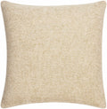 Cream-tan square throw pillow cover with textured woven fabric, plain front