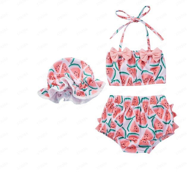 Girls' Bow Halter Lace-up Suit